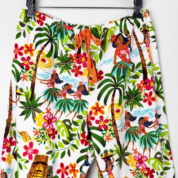 The Cat's Pajamas Hawaiian luau hula girl pj pants tropical M - Picture 3 of 12
